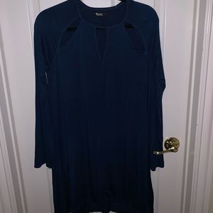 long sleeve navy dress w/cutouts